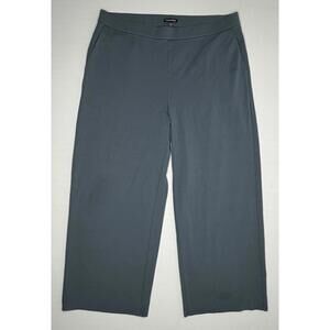 Eileen Fisher XL Blue Soft Tencel Blend Stretch Wide Leg Cropped Pants